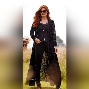 Black lace maxi dress duster